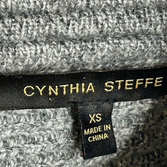 Cynthia Steffe Grey silver metallic front zipper sweater size XS. - Picture 7 of 14
